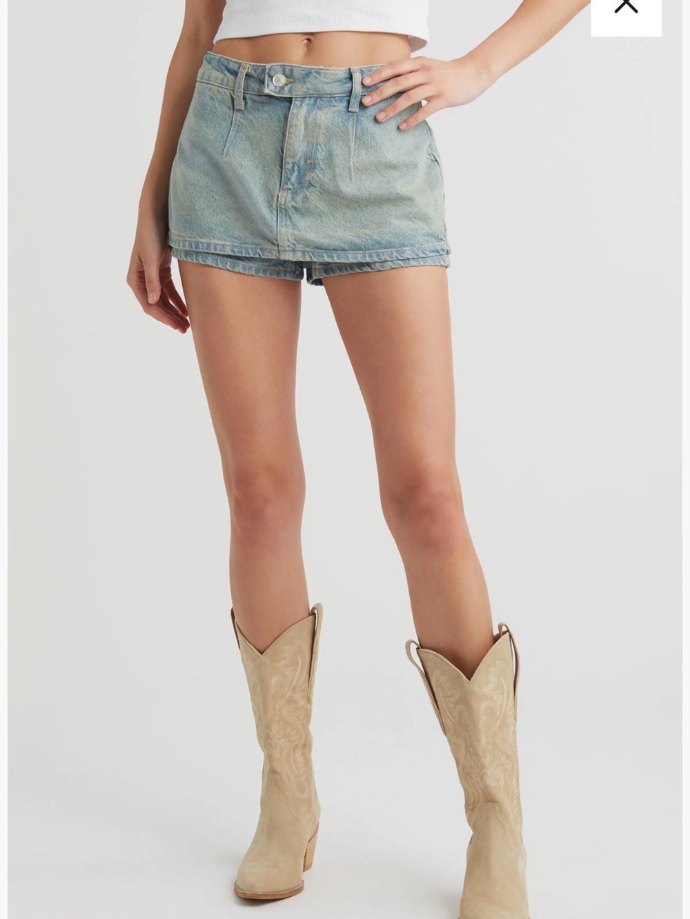 WE THE FREE Galivanting Denim Skort. SAMPLE/OVERSTOCK ITEMS.